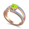thumbnail image 2 of 2.50 Ct Round Shape Peridot & Blue Topaz Gemstone Elegant Bridal Ring for Ladies Solid 14K Rose Gold Size 6.5 by Diamond-Capitals, 2 of 8