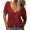 Red, variant on Solid Color V-Neck Women Short Sleeve Loose T-Shirt