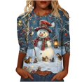 thumbnail image 2 of Craaazy Christmas Tops for Women Christmas Holiday Print 3/4 Sleeve Xmas Blouse Gifts, 2 of 5