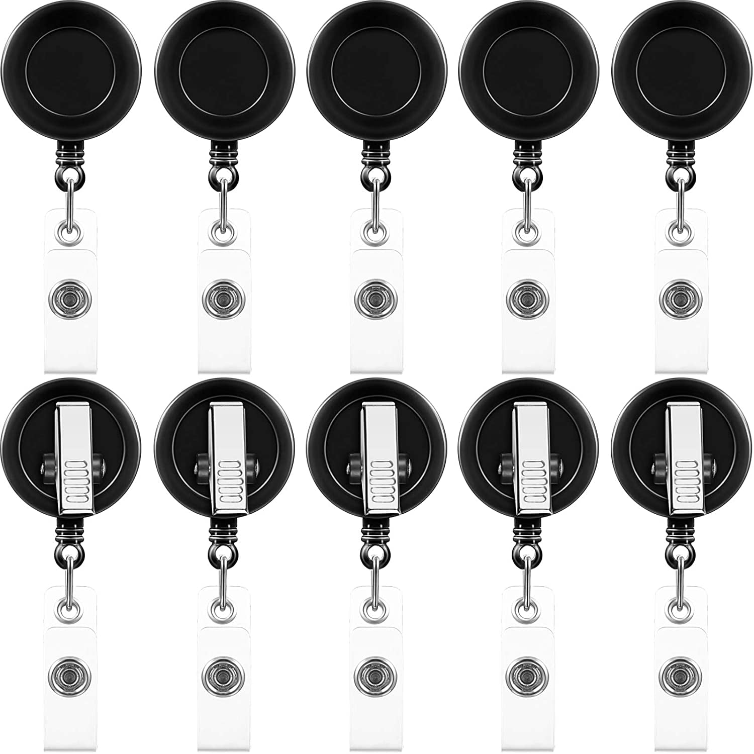 50 Pieces Retractable Badge Holder Reels with Swivel Alligator