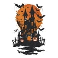 thumbnail image 3 of Adhesivos de pared con forma de castillo embrujado de Halloween con calabazas y murciélago, 3 of 4