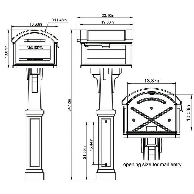 Gibraltar Mailboxes Grand Haven Extra Large Plastic Black Post Mount Mailbox with Post Gibraltar Mailboxes Grand Haven Extra Large Plastic Black Post Mount Mailbox with Post