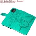 thumbnail image 2 of Phone Case for iPhone XR Wallet,Card Holder [Kickstand][Wrist Strap] Butterfly Floral Embossed for Women PU Leather Flip Protective Cover for iPhone XR Cases 2021 (Green), 2 of 8