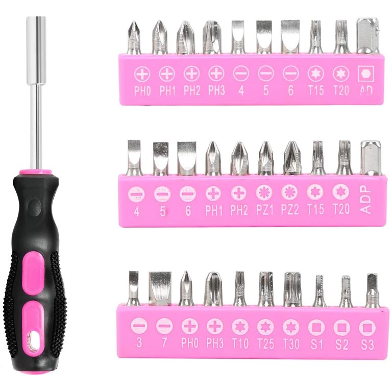 FASTPRO 33-Piece Pink Tool Kit, Household Tool Set with Screwdriver Bits  Holder Set, Basic Hand Tools for Women with tool bag 