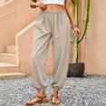 thumbnail image 2 of Yifymode Women Barrel Pants Wide Leg Palazzo Summer Baggy Harem Boho Casual Trousers with Pockets Beach Vacation,Khaki S, 2 of 6