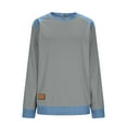 thumbnail image 4 of Nuoqisi Chemises Surdimensionnées pour Femmes Hauts Douillets de Printemps Été Tunique à Col Polo en Denim Patchwork Chandail à Manches Longues à Col Rond, 4 of 9