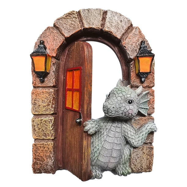 Escultura de Jardín Dinosaurio Kuymtek Apertura Puerta Estatua (B)