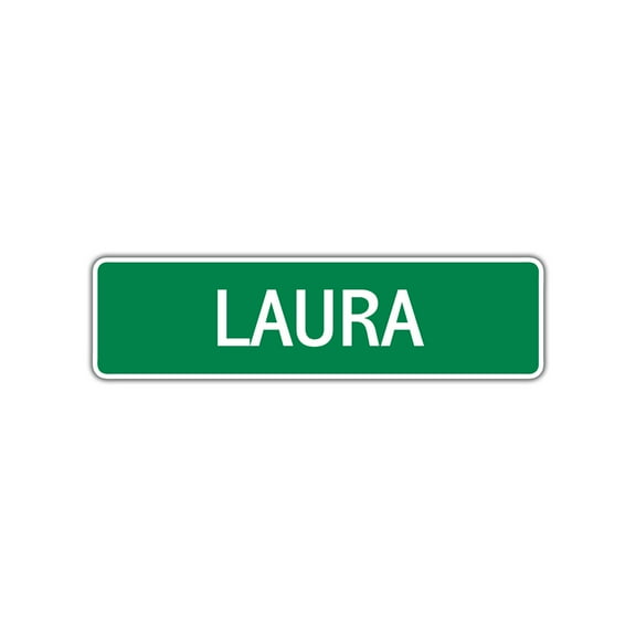 Laura Girls Children Name Letter Printed Label Indoor Outdoor Wall Plaque Decoration Aluminum Sign 4"x13.5"