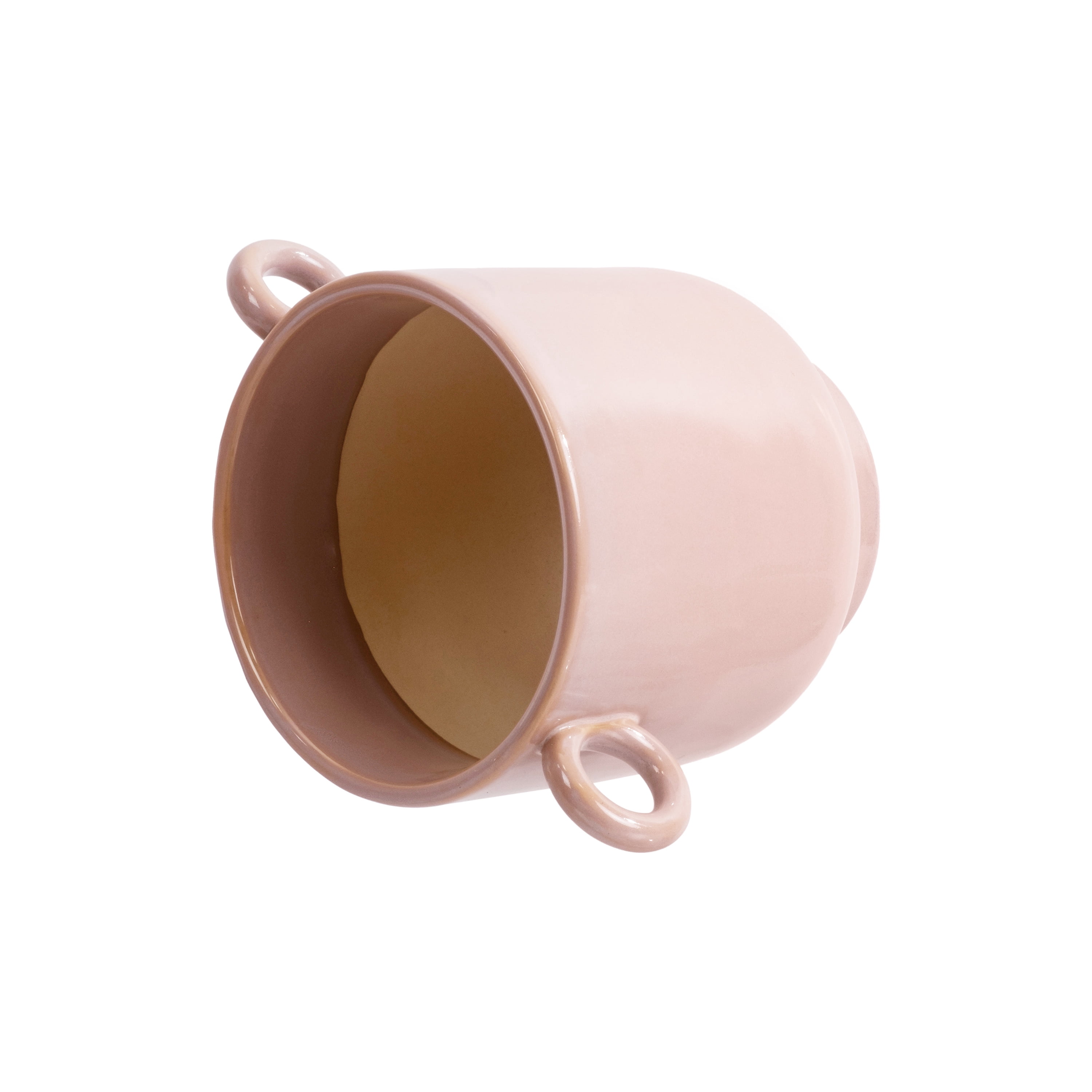 Beautiful 6" Rose Pink Handled Ceramic Planter by Drew Barrymore