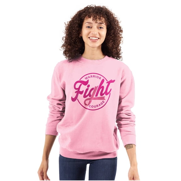 Breast Cancer Fight Warrior Courage Women Crewneck Sweatshirt Brisco Brands S