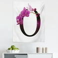 thumbnail image 1 of Letter O Tapestry, Letter O from Alphabet with Orchid Flower Design Art with Natural Elements, Fabric Wall Hanging Decor for Bedroom Living Room Dorm, 5 Sizes, Fuchsia Black, by Ambesonne, 1 of 1