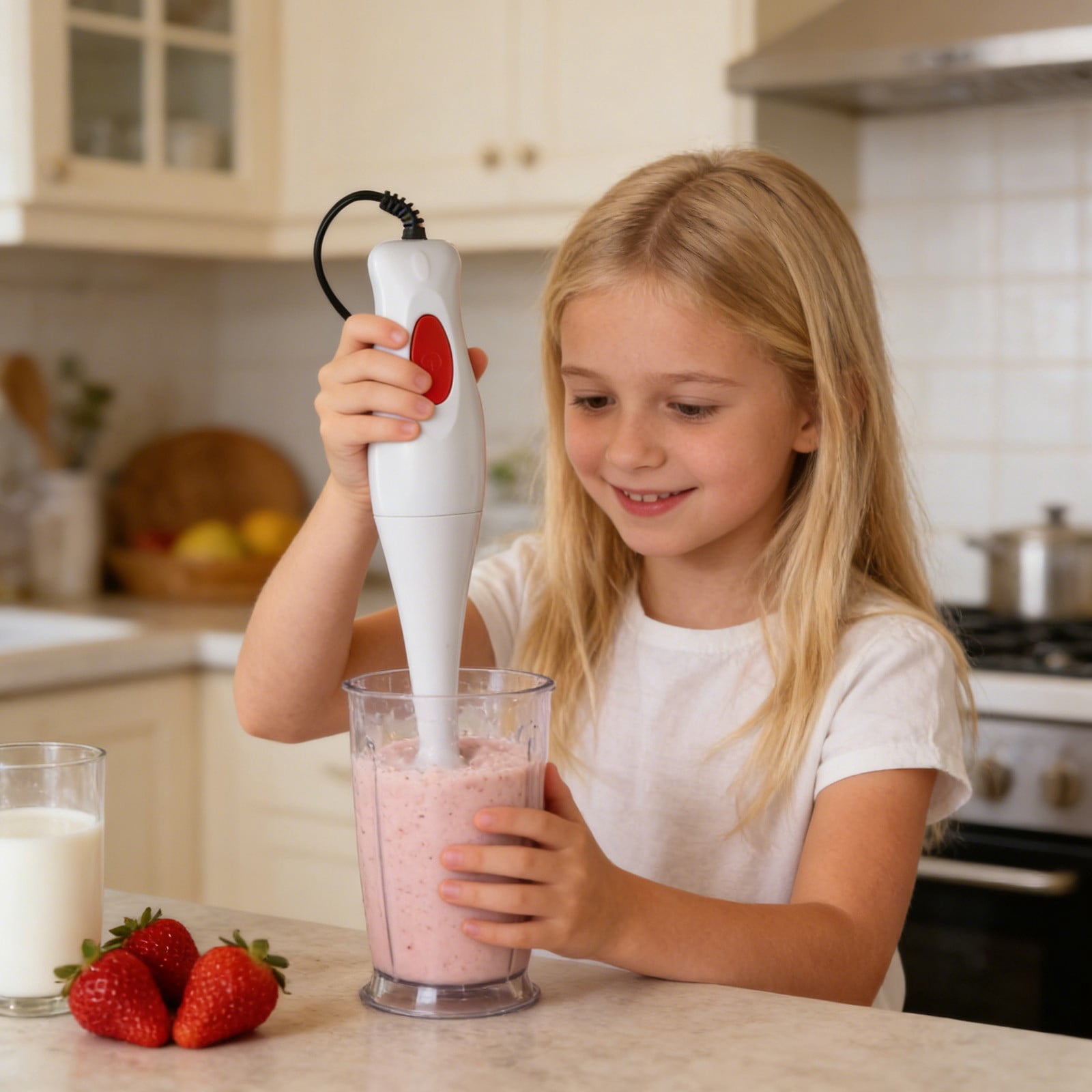 Handheld Electric Food Processor with Stainless Steel Blade for Infant Food, Meat, and Cooking – , Ergonomic Mixer for Easy Meal Prep