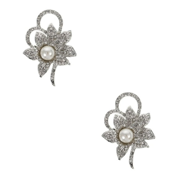 2 Pieces Delicate Shoe Clips for Women Rhinestone Women's Silver