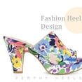 thumbnail image 4 of BLISSFUL STEP Sandales à Talon Épais à Plateforme à Motif Floral pour Femmes Bleu (Taille 7), 4 of 6