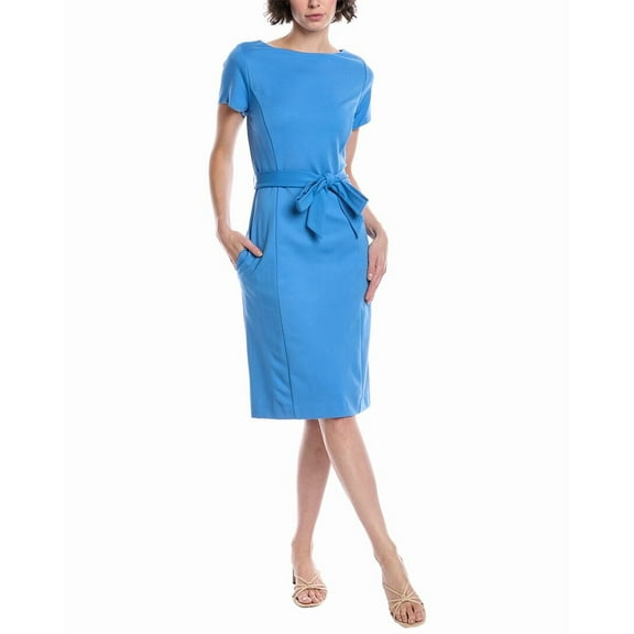 Brooks Brothers womens  Waist Tie Sheath Dress, 16, Blue