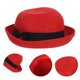 thumbnail image 5 of Sombrero de paja con ala ancha enrollable y lazo para mujer y niña, ideal para el verano, para playa (azul cielo), 5 of 7
