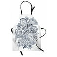 thumbnail image 1 of Henna Apron Doodle Style Floral Arrangement with Ornament Design Abstract Leaves Image Print, Unisex Kitchen Bib Apron with Adjustable Neck for Cooking Baking Gardening, Dark Blue White, by Ambesonne, 1 of 3
