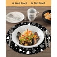 thumbnail image 3 of 13 Inch Round Placemats Set of 6, Christmas Black Non Slip Heat Insulation PP Table Mats, Xmas Tree Winter Snowflakes Plants Holiday Washable Place Mats for Kitchen Dining Party Table Decor, 3 of 7