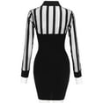 thumbnail image 3 of ICQOVD Womens Long Sleeve Sheer Striped Mesh Patchwork Bodycon Work Dresses, 3 of 3