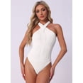 thumbnail image 4 of DARING DIVA Criss Cross Halter Neck Bodysuit Top Clubwear S White, 4 of 6