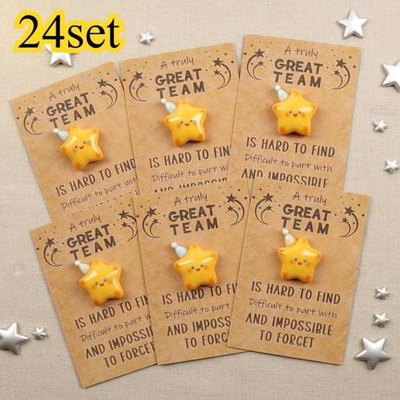 24 Sets Pocket Hug Cards with Resin Star Tokens, Pocket Hugs Bulk Team Appreciation Gifts, Star Themed Gifts Employee Thank You Cards for Coworkers Friends Team Events Office Support Presents