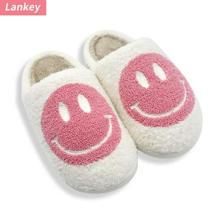 

Smiley Face Slippers for Women Men Anti-Slip Soft Plush Comfy Indoor Slippers US 9-10 (42-43)
