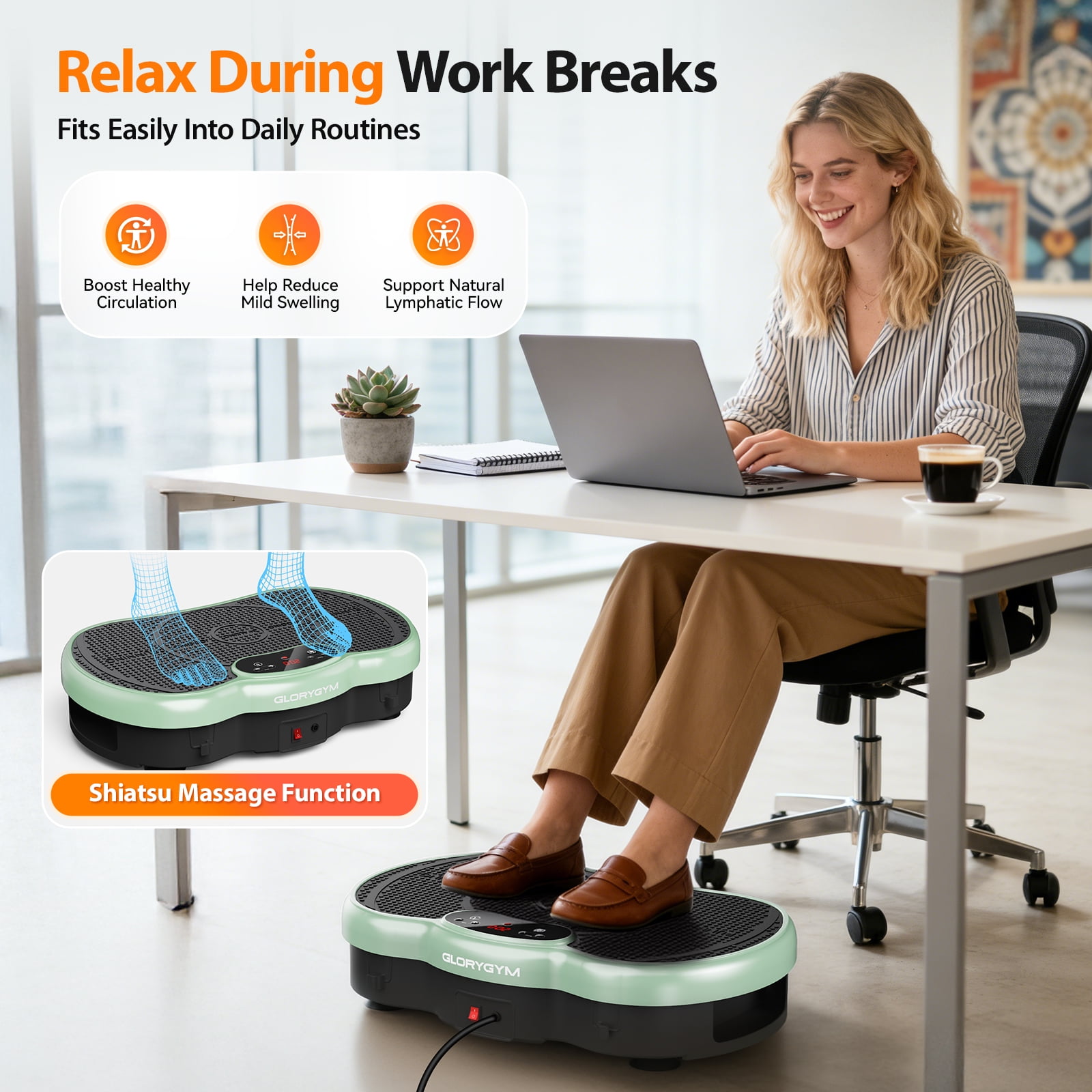 Anqdy Vibration Plate Exercise Machine Wellness-Focused Weight Loss Toning LCD Display Green