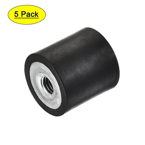 M6 D20mmxH20mm Female/Female Rubber Mounts Zinc Plating 5Pack