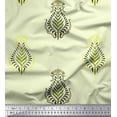 thumbnail image 1 of Soimoi Polyester Crepe Fabric Leaves Block Printed Craft Fabric by The Yard 42 Inch Wide, 1 of 5
