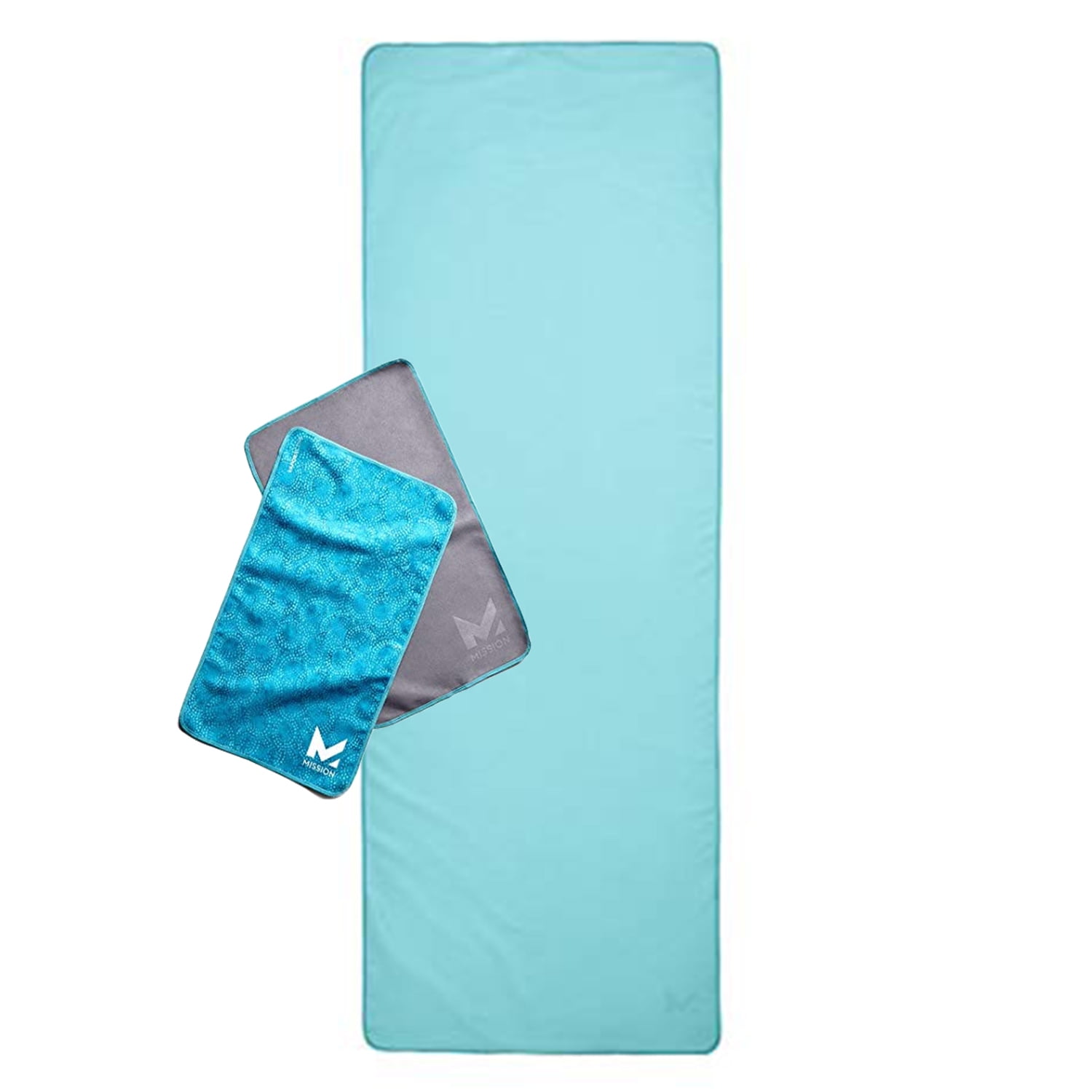 MoKo Yoga Towel, No-Slip Hot Yoga/Pilates Mat Towel with Corner Pocket,  Quick Dry, 27 in * 74 in , Cyan 