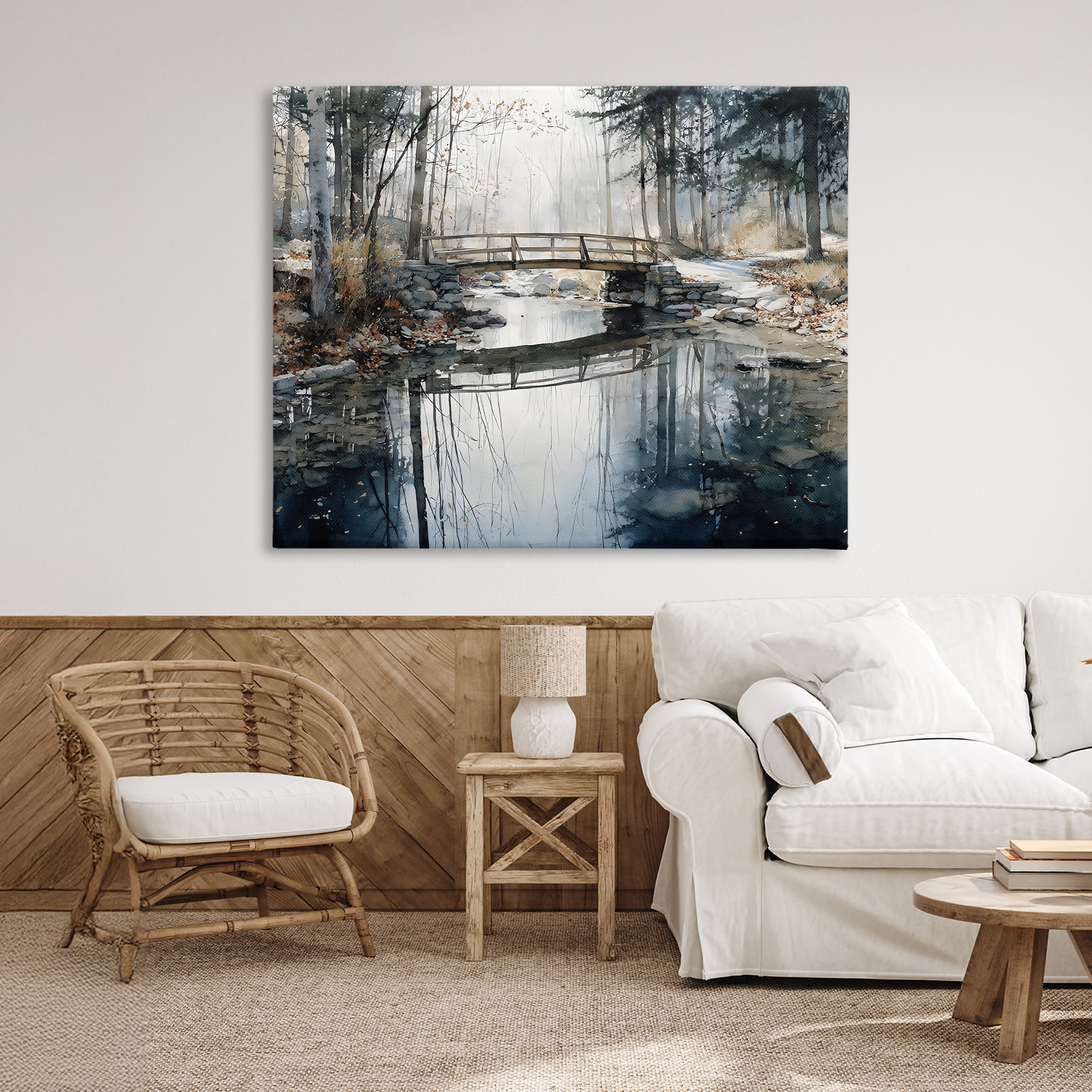 Stupell Industries Stone Bridge over Stream Canvas Wall Art, design by Franklyn Gregory