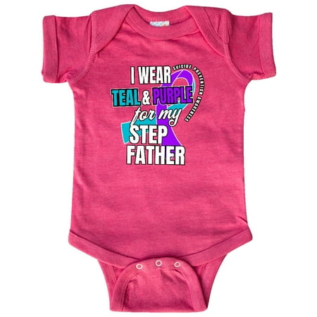 

Inktastic Suicide Prevention I Wear Teal and Purple for My Step Father Gift Baby Boy or Baby Girl Bodysuit