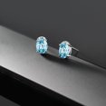 thumbnail image 5 of Gem Stone King 10K White Gold Blue Zircon and White Diamond Earrings for Women (2.43 Cttw, Gemstone December Birthstone, Oval 7X5MM), 5 of 5