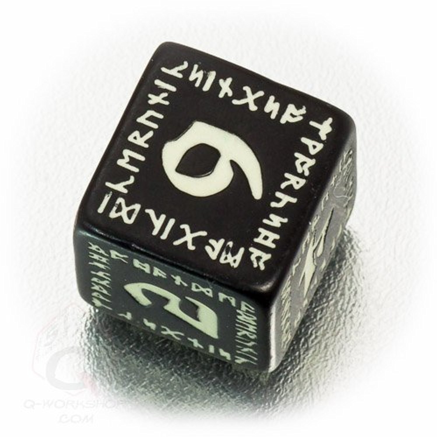 Runic Black-glow-in-the-dark Dice Set by Q-Workshop
