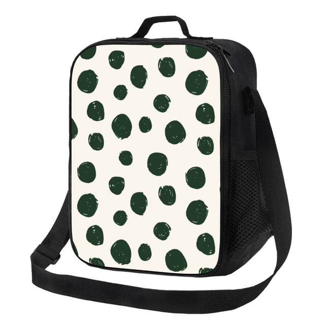 Balery Abstract Green Polka Dot Caja de Almuerzo y Bolsa de Almuerzo para Hombres y Mujeres, Bolsa de Almuerzo Reutilizable con Gran Capacidad, Bolsa de Almuerzo Aislada