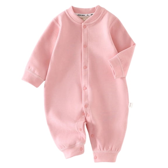 Akiihool New Born Baby Boy Unisex Baby Boy Girl Striped Romper Waffle Long Sleeve Bubble Oversized Romper Bodysuit Fall Winter Onesie Clothes Pink,9-11 Months