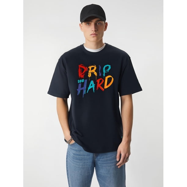 Camiseta gráfica para hombre con la inscripción "Drip Too Hard", estampado colorido, cuello redondo, tejido de punto de poliéster, corte regular, ligera y elástica, para adultos, hombres, mujeres, ado