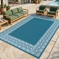 thumbnail image 5 of LOKHOM 5'x7' Faux Jute Outdoor Rugs, Bohemian Area Rug for Living Room, Washable Non Slip Indoor Outdoor Carpet for Patio Backyard Bedroom, Blue, 5 of 9