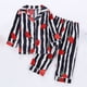 thumbnail image 2 of Odeerbi 1-8 Años Niños Niñas Pijama de Satén Con Solapa Dentada Camisa de Manga Larga Conjunto de Pantalones Suave Estampado Degradado Pijama de Dos Piezas, 2 of 9