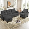 thumbnail image 3 of Soscana Sectional Sofa Set with Storage Ottoman and Accent Chair,Living Room 3 Seat L Shaped Couch and Single Chair Armchair,Living Room Furniture Set for Home Apartment Office Studio, 3 of 8