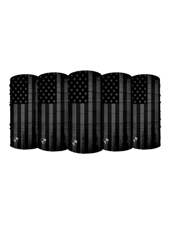 SA Blackout American Flag UV Face Shield 5 Pack: Multipurpose Neck Gaiter, Balaclava, Elastic Face Mask for Men and Women