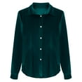 thumbnail image 3 of Women's Velvet Solid Tops 2026 Spring Summer Outfits T-shirt Trendy Long Sleeve Button Down Shirts Fashion party Shirts Casual Basic Blouses, 3 of 6