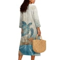 thumbnail image 2 of DISNIMO Women's Casual Maxi Dresses Sea Turtle Printed V Neck Dress Loose 3/4 Sleeve Dresses for Women Fashion Long Shift Dress, 3XL, 2 of 6
