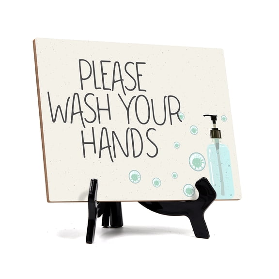 Signs ByLITA Signs ByLITA Please Wash Your Hands (Hygiene 5 Bg), Hygiene Sign, 6" x 8" (White)