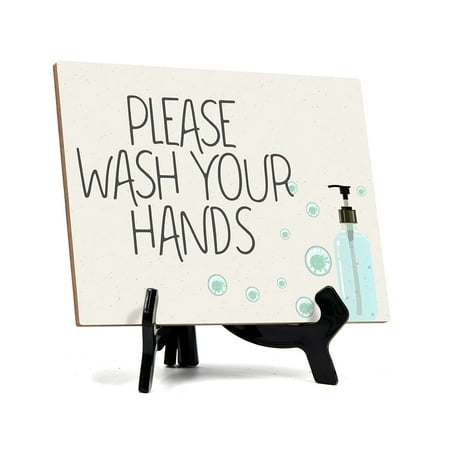 Signs ByLITA Please Wash Your Hands (Hygiene 5 Bg), Hygiene Sign, 6" x 8" (White)