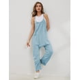 thumbnail image 2 of Lentta Women's Causal Jumpsuits V Neck Sleeveless Harem Overalls Stretchy Adjustable Strap Romper with Pockets, 2 of 14
