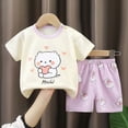 thumbnail image 2 of NIEWTR Toddler Kids Baby Boy Summer Clothes Girl Pajamas 2T 3T 4T 5T Vehicles Letter Print Short Sleeve Tops Shorts Outfits 2Pcs Pjs Snug Fit Sleepwear(A-Light Purple,6-12 Months), 2 of 4