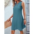 thumbnail image 3 of Women Summer Dresses for Island Vacation Sleeveless V Neck Tunic Dress Casual Beach Sundress Sea Blue M, 3 of 8
