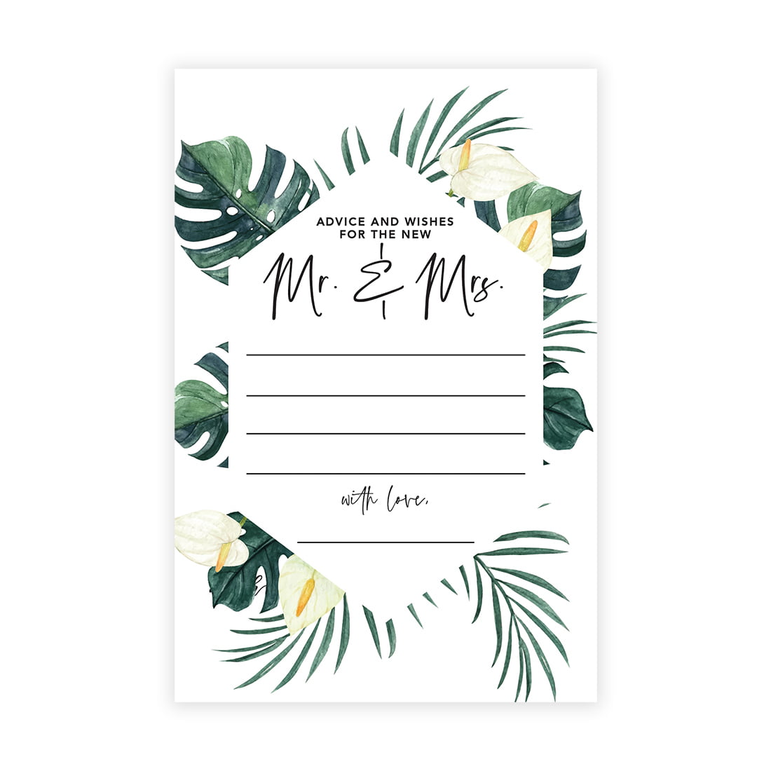 Andaz Press Tropical Geometric Monstera Palms Wedding Advice & Well Wishes  Guest Book Cards for Bride and Groom, 23 Pack Pertaining To Marriage Advice Cards Templates