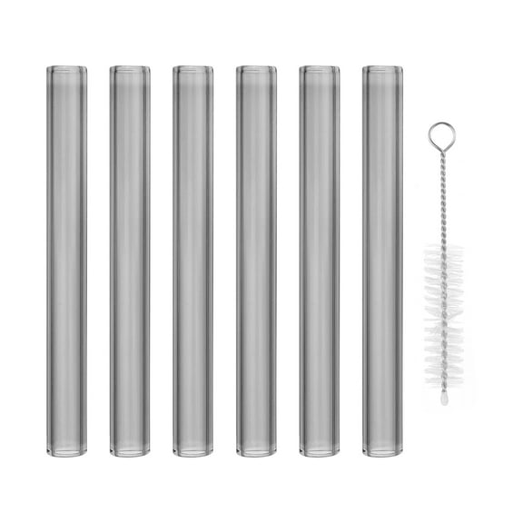 Uxcell 5 Inch Borosilicate Glass Tubes, 6 Pcs12mm OD 2mm Thick Glass Blowing Tubes Straight Pipe with Cleaning Brush for Laboratory Glass Making, Grey